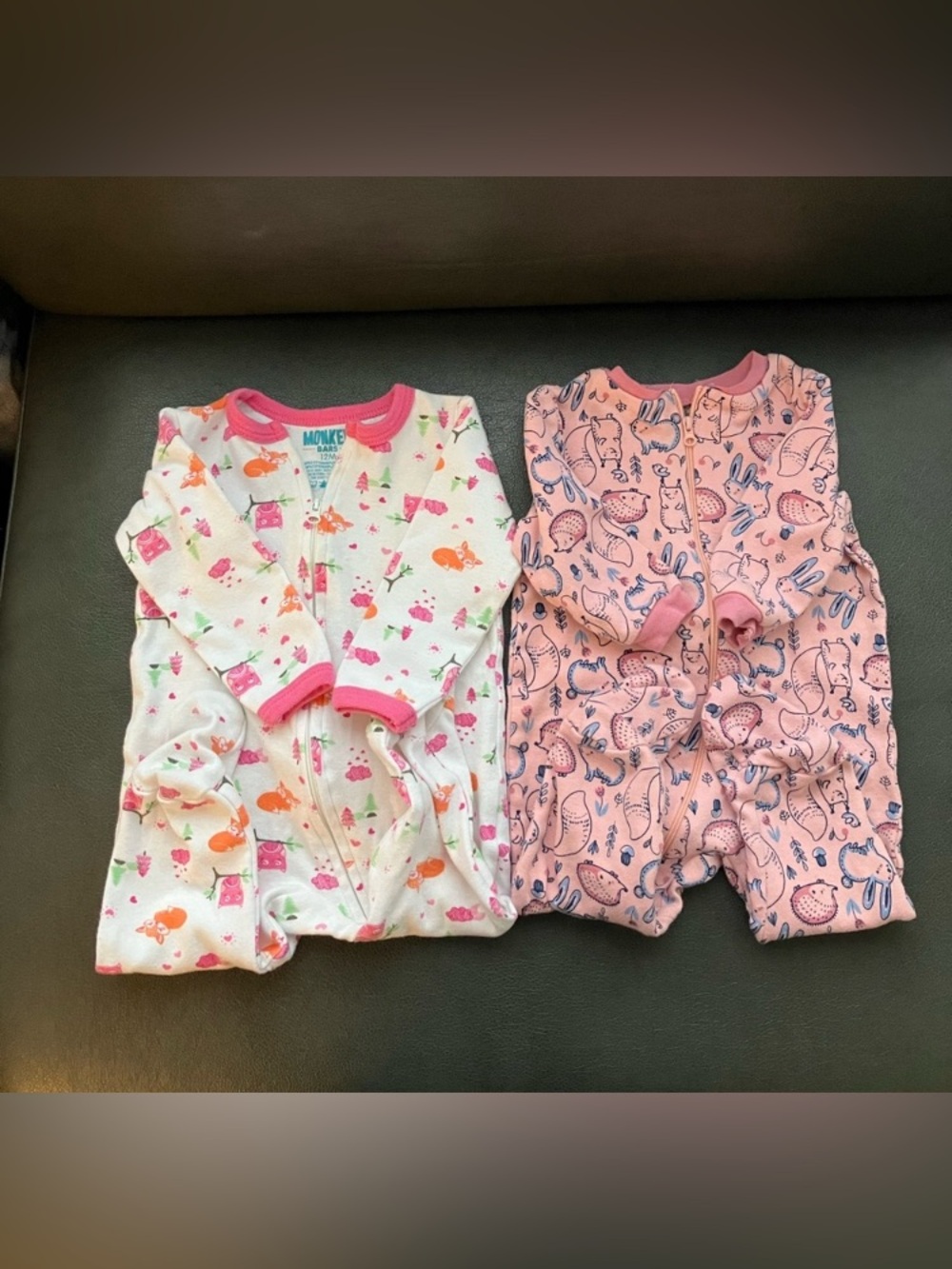 Baby Girl Onesie & Sleeper Set of 5 Care Bear, Fox, Hedgehog, Dog, Rabbit 0-12 M